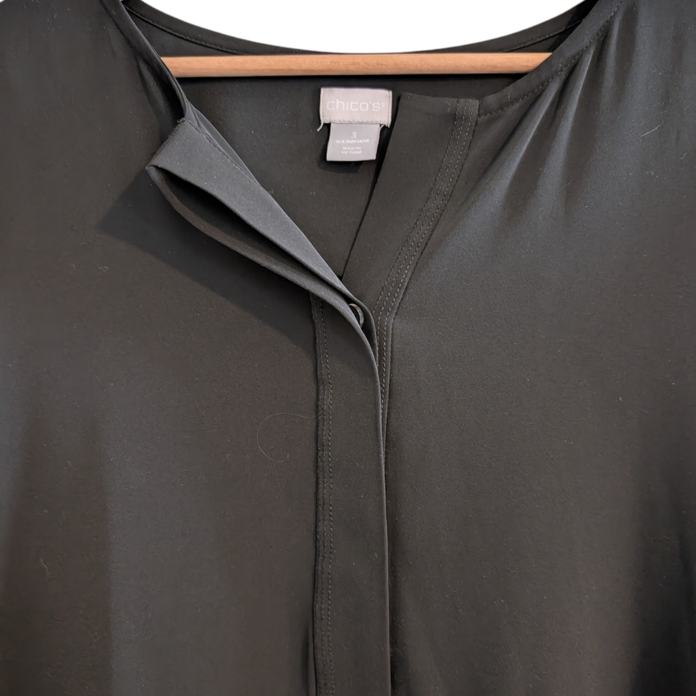 Chicos Long Sleeve Collarless Shirt Dress - Picture 6 of 15